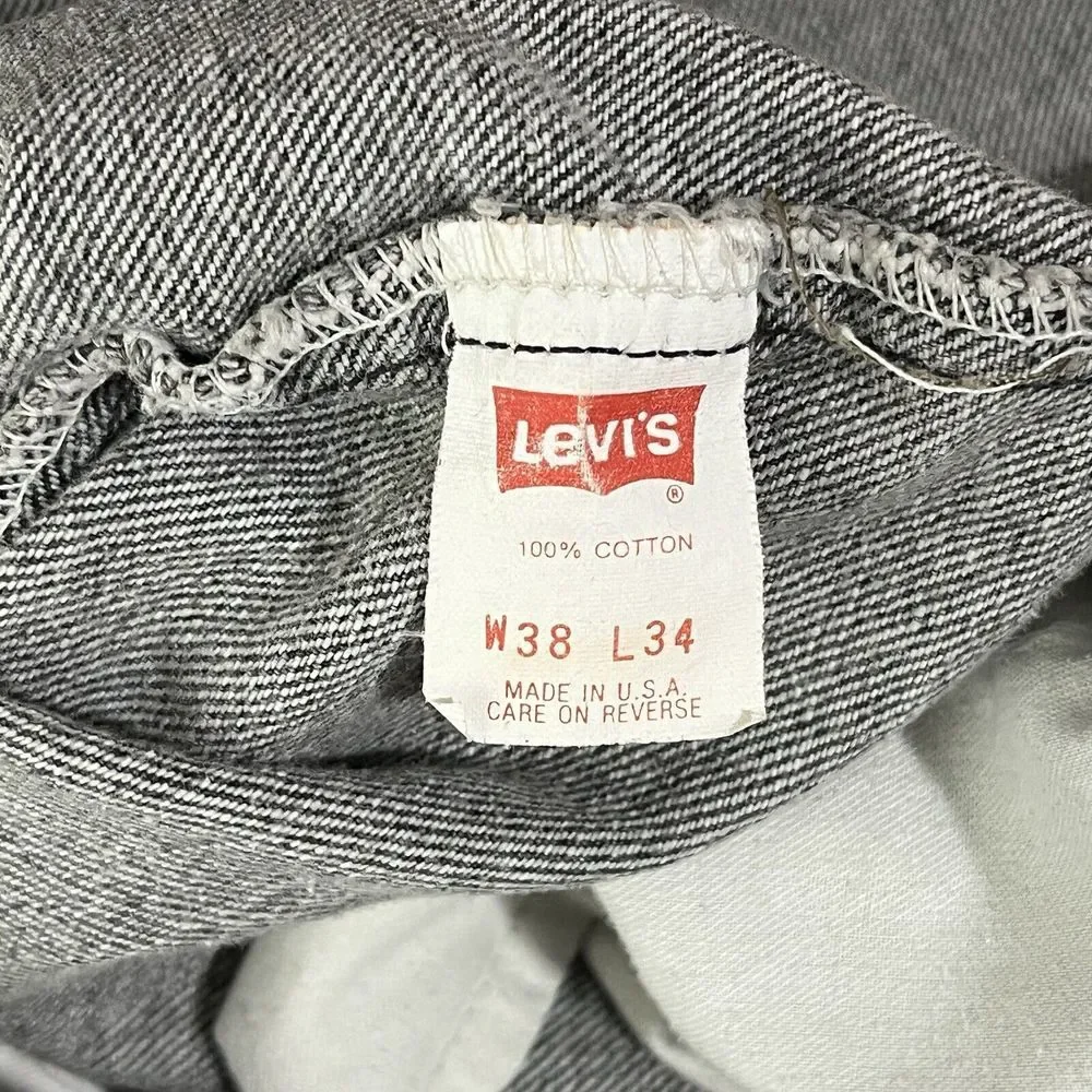 Vintage 80s Levi's 550 Gray Denim Jeans Mens 38x34 Red Batwing Tag Actual 36x33‎